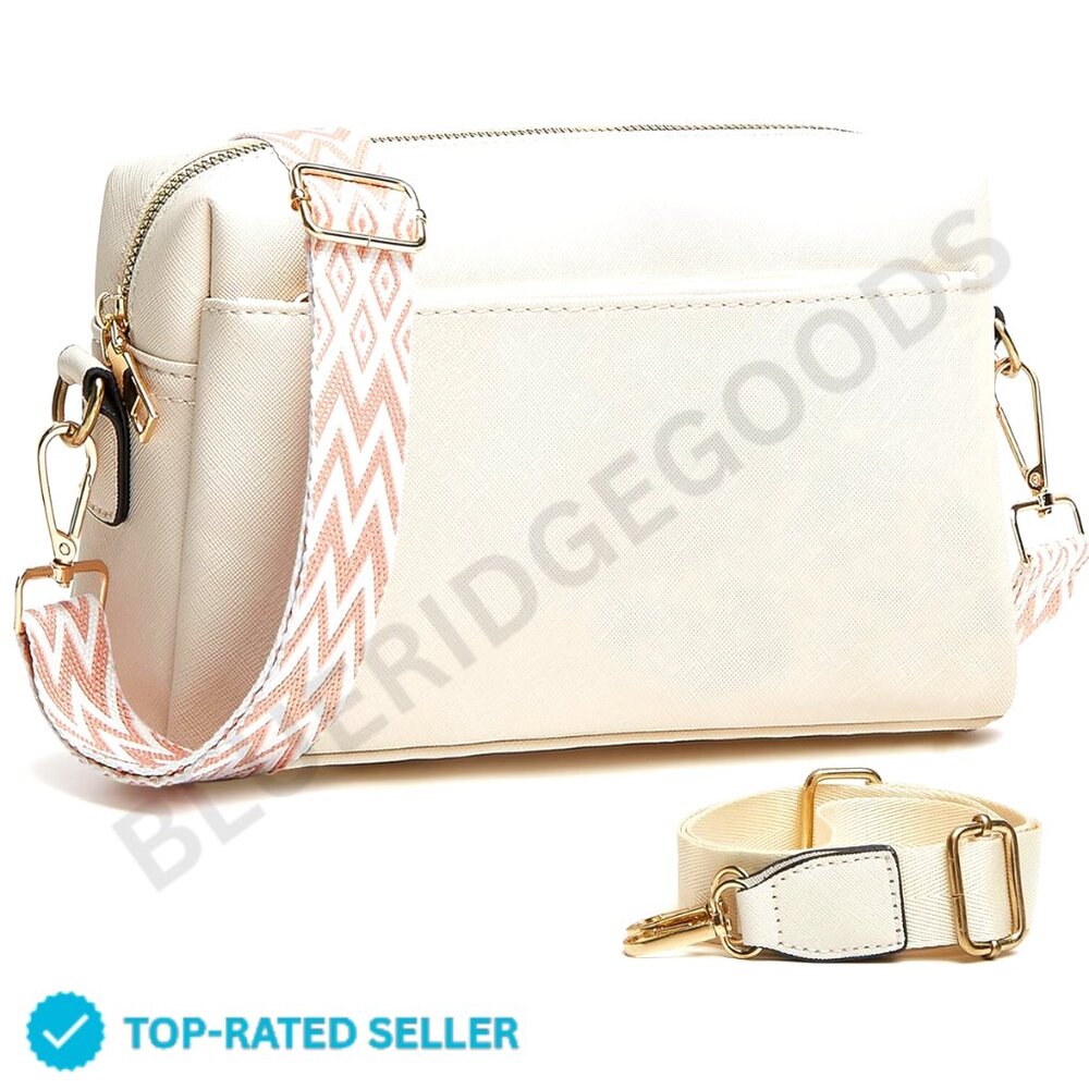 Brand New Makes Crossbody Bag Cream Vegan Leather Trendy